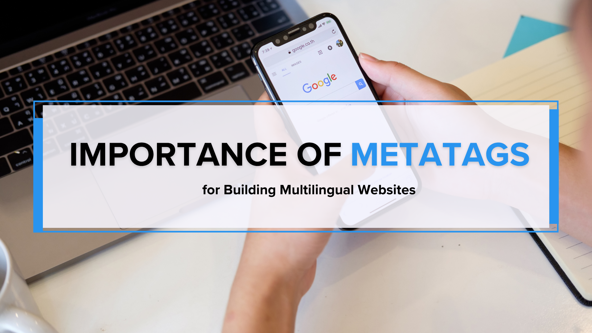 Visual banner titled 'Importance of Meta tags for Building Multilingual Websites' for a multilingual Seo website
