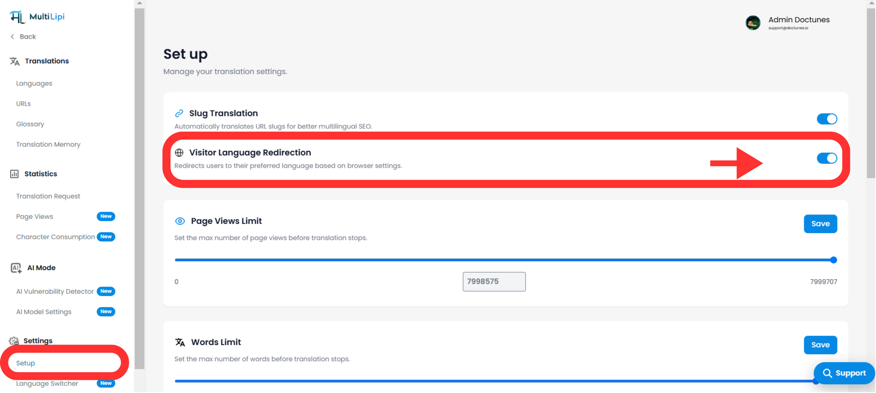 Como ativar o redirecionador de idioma do visitante no MultiLipi