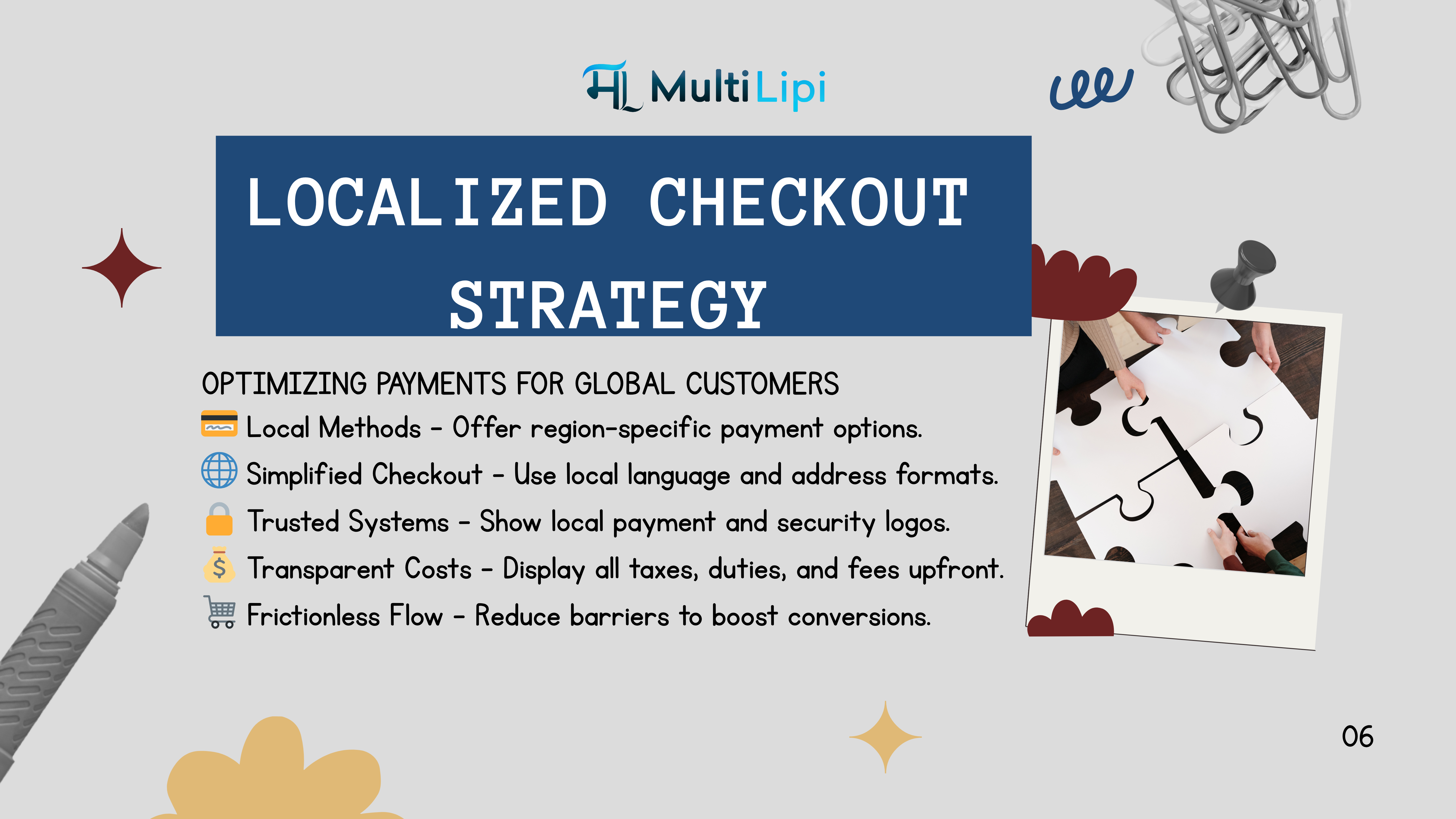 “MultiLipi checkout localization strategy offering regional payment methods and simplified checkout for higher conversions”