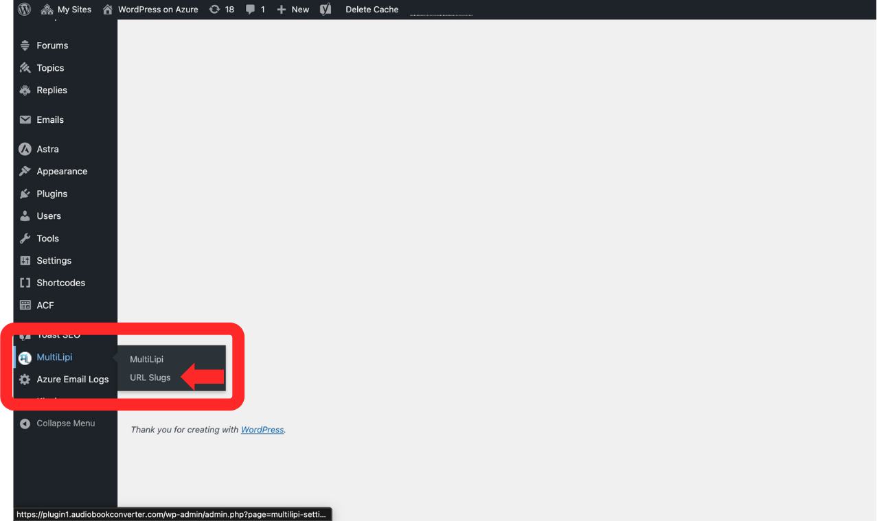 MultiLipi WordPress プラグイン スラッグ翻訳インターフェース