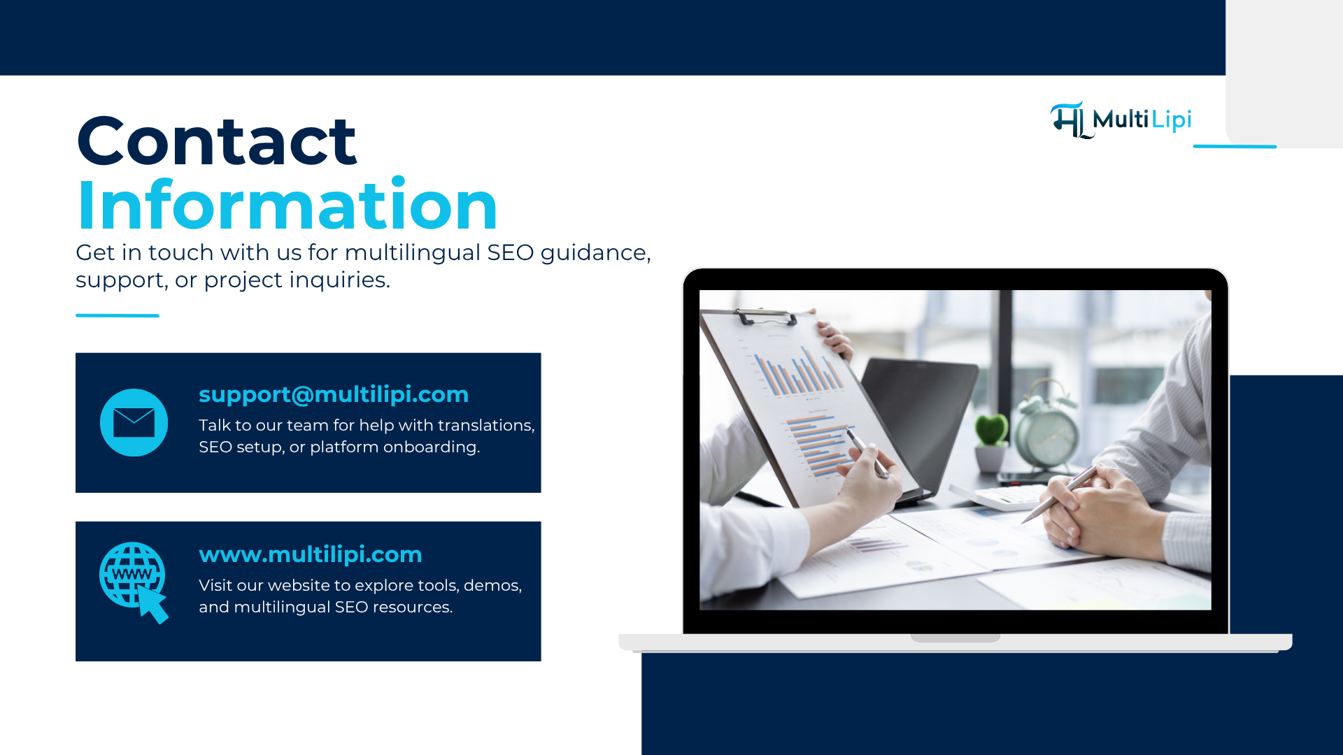 MultiLipi contact information for multilingual SEO support and onboarding”