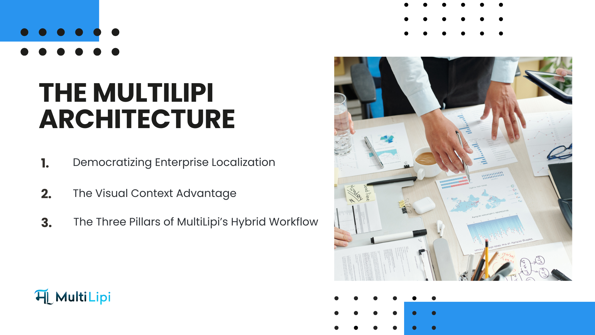 MultiLipi business team discussing multilingual SEO and hybrid translation workflow